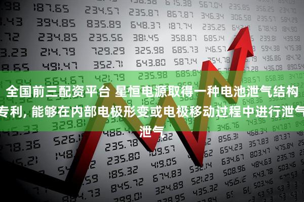 全国前三配资平台 星恒电源取得一种电池泄气结构专利, 能够在内部电极形变或电极移动过程中进行泄气